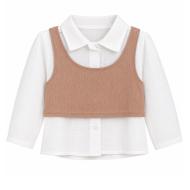 Blouse Blanc/Beige Bébé Fille P'tit Mome Pauline pas cher