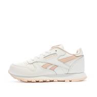 Baskets Blanche/Rose Fille Reebok Classic Leather pas cher