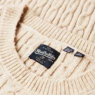 Pull Beige Femme Superdry Premium Cable Crew vue 2