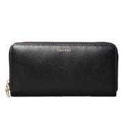 Portefeuille Noir Femme Calvin Klein Jeans Ck Large Zip pas cher