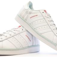 Baskets Blanches/Gris Femme Adidas Superstar J vue 7