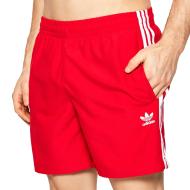 Short de bain Rouge Homme Adidas 3-stripes pas cher