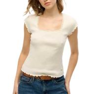 T-Shirt Blanc Femme Superdry Essential Square pas cher