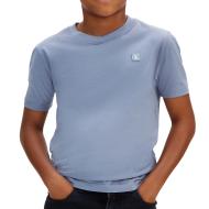 T-Shirt Bleu Garçon Calvin Klein Jeans Mono Mini Badge pas cher