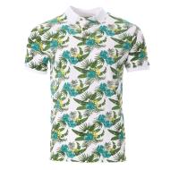 Polo Blanc/Vert à Motifs Homme American People Paladin pas cher