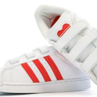 Baskets Blanches/Rouge Fille Adidas Superstar C FZ0643 vue 7