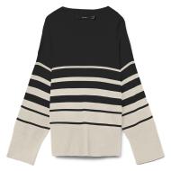 Pull Beige/Noir à rayures Femme Vero Moda Saba Stripe pas cher