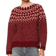 Pull Rouge Femme Superdry Chunky Jacquard Crew pas cher