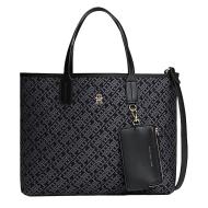 Sac à Main Noir/Gris Femme Tommy Hilfiger Th Icon Satchel Jacq pas cher