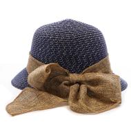 Chapeau de soleil en paille bleu marine Via Lorenzo Pan Coupe Ocean vue 3