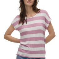 T-Shirt Rayure Rose/Blanc Femme Vero Moda Wide Stripe