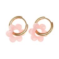 Boucles Oreilles Rose Clair Femme Clio Blue Fleurs 14mm