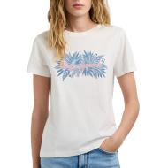 T-Shirt Blanc/Bleu Femme Pepe jeans Cristina pas cher
