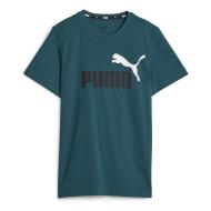 T-shirt Vert/Bleu Garçon Puma Ess+ 2 Col Logo