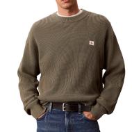 Sweat Vert Homme Calvin Klein Jeans Waffle Badgeses pas cher