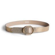 Ceinture Beige/Doré Femme Pieces Leather pas cher