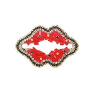 Broche Métal Bouche Doré & Strass Femme Clio Blue pas cher
