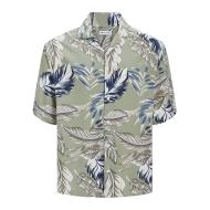Chemisette Kaki/Marine Garçon Jack & Jones Resort Floral pas cher