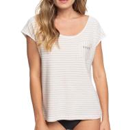 T-shirt Blanc/Corail à Rayures Femme Roxy Miami Vibes B pas cher