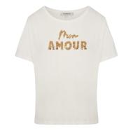 T-Shirt Blanc Femme Morgan Broderie Sequins vue 2