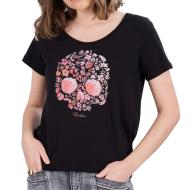 T-shirt Noir Femme Deeluxe Floriskull