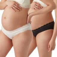 x2 Culottes de Grossesse Blanche/Noir Femme Mamalicious Panties pas cher