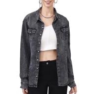 Chemise en Jean Noir Femme Monday Premium Bleach 1 pas cher