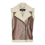 Veste Sans Manches Camel/Écru Femme Vero Moda Waistcoat vue 3