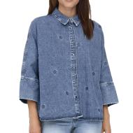 Chemise en Jean Bleu Femme Only Grace 3/4 pas cher