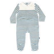 Pyjamas Rayures Blanc/Bleu Garçon Elle est ou la mer Jama pas cher