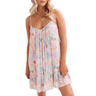 Türkis/Pinkfarbenes Kleid mit Blumenmuster für Frauen Billabong Beach Vibes günstig