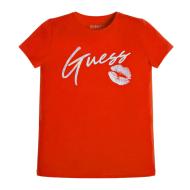 T-shirt Rouge Fille Guess Kiss
