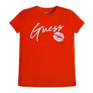 T-shirt Rouge Fille Guess Kiss pas cher