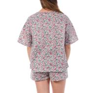 Damen Pyjama Weiß/Pink/Türkis Lulu Castagnette Blumen Ansicht 2