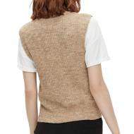 Pull Sans Manches Beige Femme Pieces Ellen vue 2