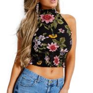 Top Noir à fleurs Femme Guess Jadie pas cher