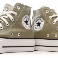 Baskets Kaki Femme Converse Chuck Taylor All Star Lift A07571C vue 7