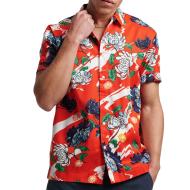 Chemisette Manches Courtes Rouge Homme Superdry Vintage Hawaiian pas cher