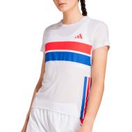 Camiseta de running Adidas Adizero blanca, mujer barato