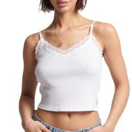 Débardeur Côtelé Blanc Femme Superdry Vintage pas cher