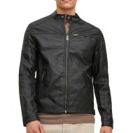 Veste en cuir Noire Homme Jack & Jones Tano pas cher