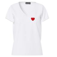 T-Shirt Blanc Coeur Femme Pieces Pcoda pas cher