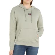 Sweat à Capuche Vert Femme Tommy Hilfiger Badge pas cher