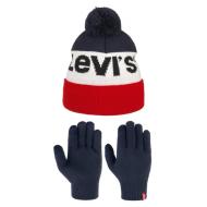 Gants + Bonnet Marine/Blanc/Rouge Homme Levi's Sportswear pas cher