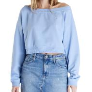 Sweat Bleu Femme Tommy Hilfiger Off Shoulder pas cher
