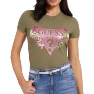 T-shirt Kaki Femme Guess Floria pas cher