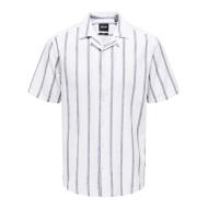 Chemisette Blanche/Gris Homme Only & Sons Stripe pas cher