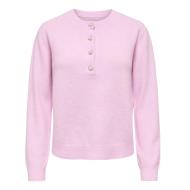 Pull Rose Femme Only Half Button vue 3
