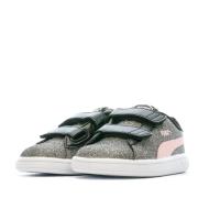 Baskets Gris Clair/Rose argentées fille Puma Smash v2 Glitz vue 6