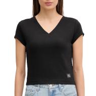 T-Shirt Noir Femme Calvin Klein Jeans Label Ri-cloud pas cher